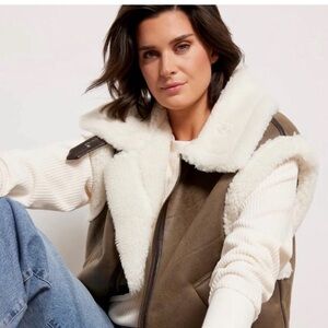 Apparis Tan and White Teddy Jacket